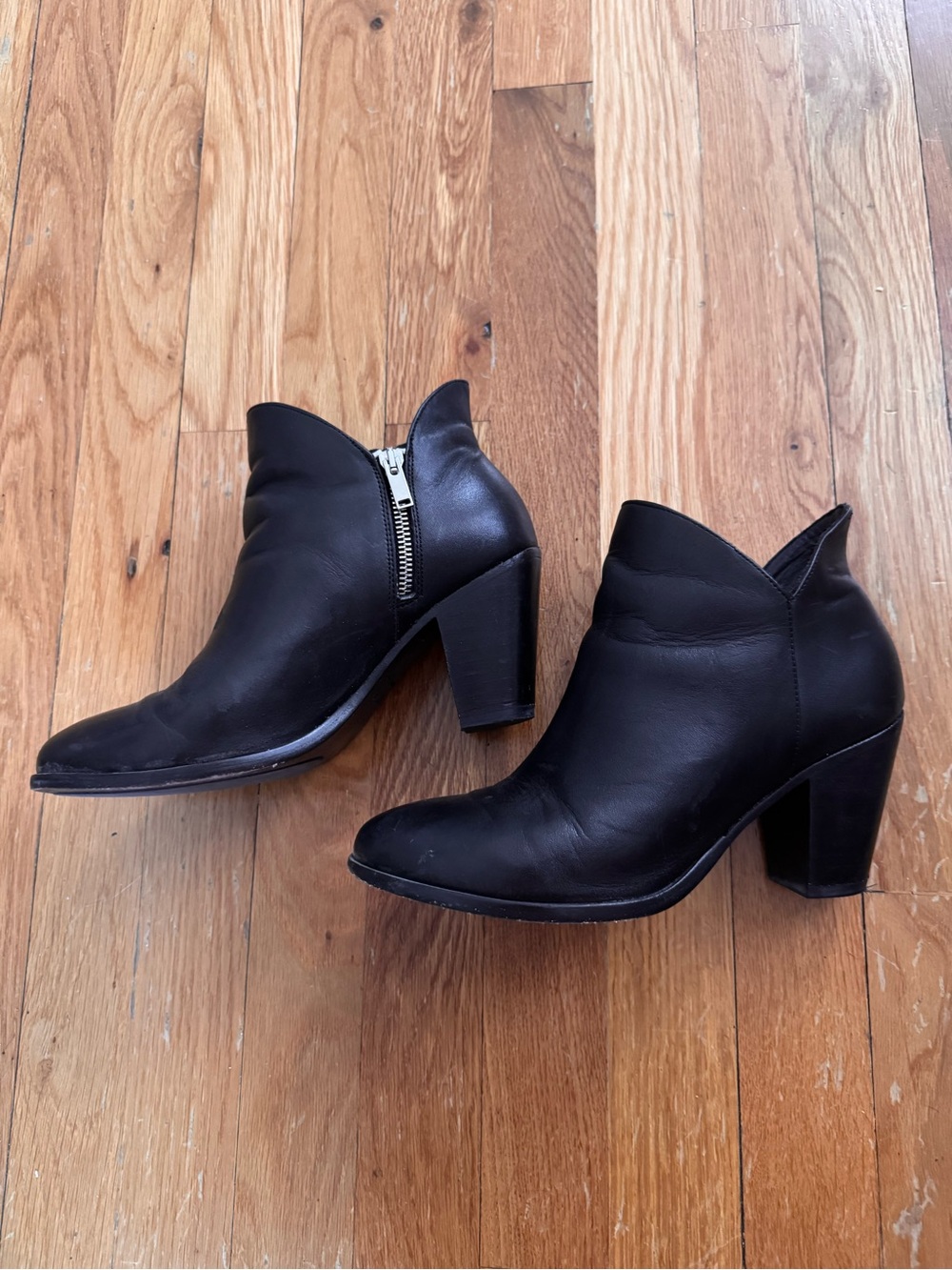 Thursday “Uptown” Black Leather Ankle Booties with Side Zip